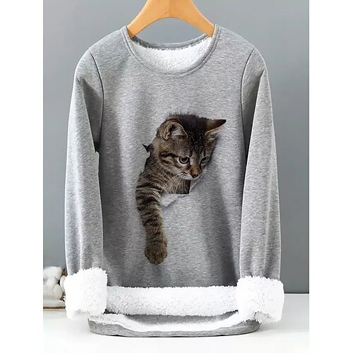 Women's Plus Size Tops Blouse Fleece Cat Print Long Sleeve Crew Neck Casual Sherpa Fleece Daily Vacation Sherpa Winter Fall Gray
Women's Plus Size Tops Blouse Fleece Cat Print Long Sleeve Crew Neck Casual Sherpa Fleece Daily Vacation Sherpa Winter Fall Gray