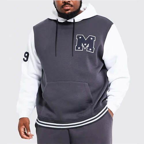 Men's Plus Size Pullover Hoodie Sweatshirt Big and Tall Color Block Hooded Long Sleeve Spring & Fall Basic Fashion Streetwear Comfortable Daily Wear Vacation Tops
Men's Plus Size Pullover Hoodie Sweatshirt Big and Tall Color Block Hooded Long Sleeve Spring & Fall Basic Fashion Streetwear Comfortable Daily Wear Vacation Tops