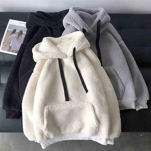 Women's Hoodie Sweatshirt Pullover Sherpa Fleece Teddy Front Pocket Black White Solid Color Plain Street Hoodie Long Sleeve Fleece M L XL 2XL
Women's Hoodie Sweatshirt Pullover Sherpa Fleece Teddy Front Pocket Black White Solid Color Plain Street Hoodie Long Sleeve Fleece M L XL 2XL