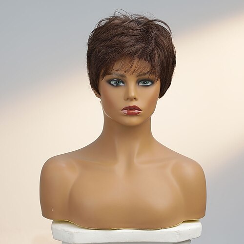 

Short Curly Bob Pixie Cut Full Machine Made No Lace Human Hair Wigs With Bang For Black Women Remy Brazilian Hair