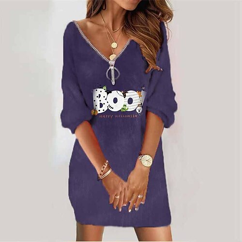 Women's Sweatshirt Dress Shift Dress Short Mini Dress Purple Orange Long Sleeve Letter Ghost Zipper Print Fall Winter V Neck Vacation Casual Halloween 2022 S M L XL XXL 3XL
Women's Sweatshirt Dress Shift Dress Short Mini Dress Purple Orange Long Sleeve Letter Ghost Zipper Print Fall Winter V Neck Vacation Casual Halloween 2022 S M L XL XXL 3XL