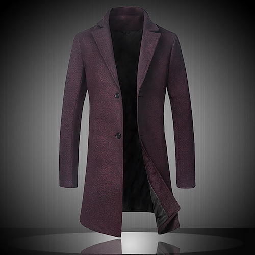 

Men's Winter Coat Wool Coat Overcoat Going out Casual Daily Fall & Winter Polyester Warm Outerwear Clothing Apparel Warm Ups Modern Contemporary Solid Color Pocket Turndown Single Breasted