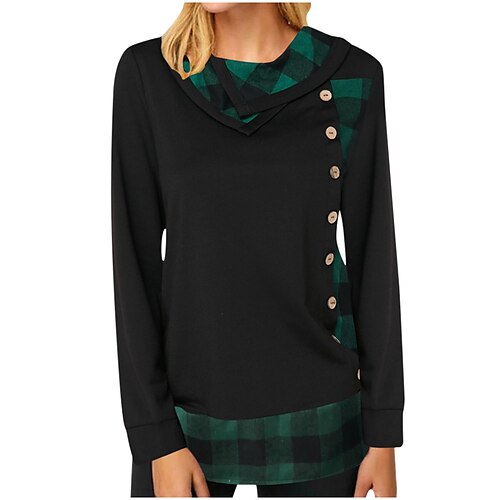 Women's Blouse Green Blue Gray Plaid Button Print Long Sleeve Daily Weekend Streetwear Casual Round Neck Regular S
Women's Blouse Green Blue Gray Plaid Button Print Long Sleeve Daily Weekend Streetwear Casual Round Neck Regular S
