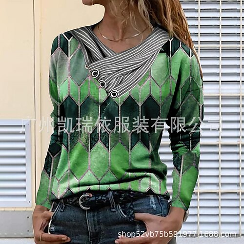 2021 new cross-border urban leisure v-neck pullover rhombus print t-shirt top long sleeve
2021 new cross-border urban leisure v-neck pullover rhombus print t-shirt top long sleeve