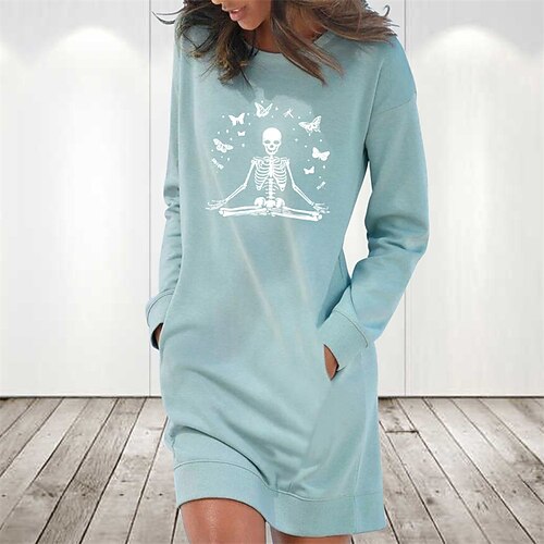 Women's Hoodie Dress Winter Dress Light Blue Grey White Long Sleeve Butterfly Pocket Print Winter Fall Crew Neck Stylish Casual Fall Dress Loose Fit 2022 S M L XL 2XL / Cotton / Halloween / Skull
Women's Hoodie Dress Winter Dress Light Blue Grey White Long Sleeve Butterfly Pocket Print Winter Fall Crew Neck Stylish Casual Fall Dress Loose Fit 2022 S M L XL 2XL / Cotton / Halloween / Skull