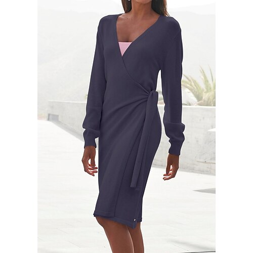 Women's Sheath Dress Knee Length Dress Knee Length Dress Navy Blue Long Sleeve Pure Color Ruched Fall Winter V Neck Stylish Casual 2022 S M L XL XXL 3XL
Women's Sheath Dress Knee Length Dress Knee Length Dress Navy Blue Long Sleeve Pure Color Ruched Fall Winter V Neck Stylish Casual 2022 S M L XL XXL 3XL