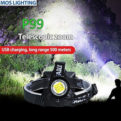 

LED Headlight Outdoor Induction USB Rechargeable Super Bright Headlights Aluminum Alloy Headlamp Camping Fishing Cycling 3.7V
