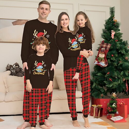 Christmas Pajamas Family Set Ugly Plaid Deer Home Black Long Sleeve Mom Dad and Me Daily Matching Outfits
Christmas Pajamas Family Set Ugly Plaid Deer Home Black Long Sleeve Mom Dad and Me Daily Matching Outfits