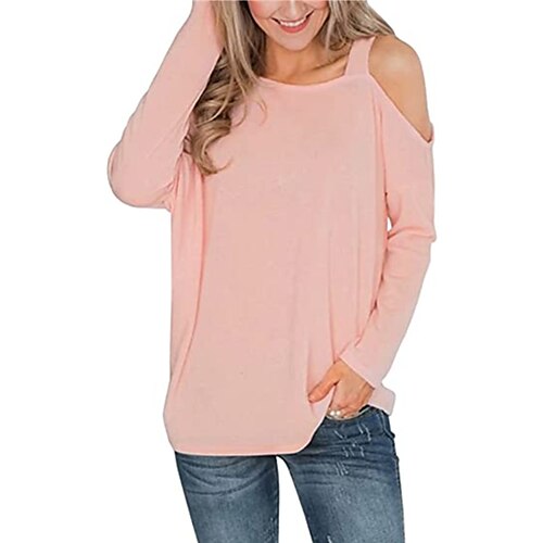Women's T shirt Tee claret Black Pink Plain Cut Out Long Sleeve Daily Weekend Basic One Shoulder Regular S
Women's T shirt Tee claret Black Pink Plain Cut Out Long Sleeve Daily Weekend Basic One Shoulder Regular S