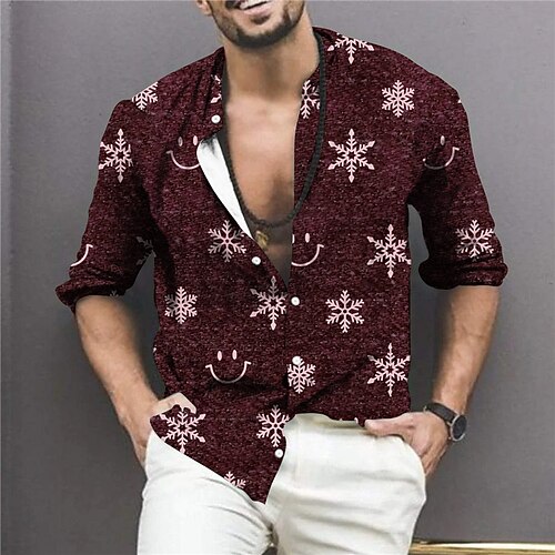 Men's Shirt Snowflake Stand Collar Wine 3D Print Christmas Street Long Sleeve Button-Down Print Clothing Apparel Fashion Designer Casual Breathable
Men's Shirt Snowflake Stand Collar Wine 3D Print Christmas Street Long Sleeve Button-Down Print Clothing Apparel Fashion Designer Casual Breathable
