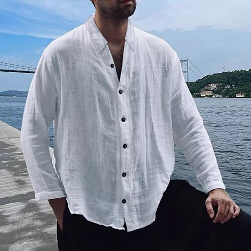 Men's Shirt Linen Shirt Solid Color V Neck White Street Daily Long Sleeve Button-Down Clothing Apparel Fashion Casual Comfortable
Men's Shirt Linen Shirt Solid Color V Neck White Street Daily Long Sleeve Button-Down Clothing Apparel Fashion Casual Comfortable
