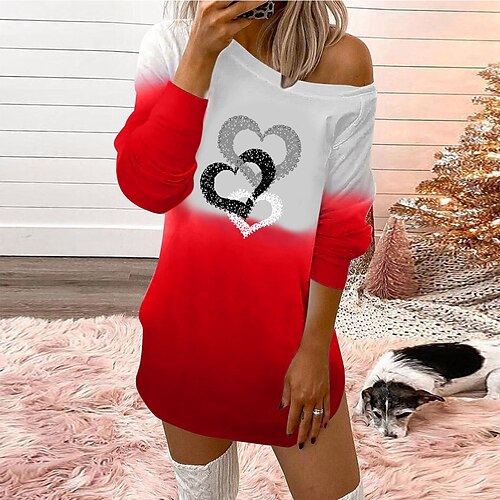 Women's T shirt Tee Blue Red Black Heart Color Gradient Print Long Sleeve Daily Weekend Basic Round Neck Long Painting S
Women's T shirt Tee Blue Red Black Heart Color Gradient Print Long Sleeve Daily Weekend Basic Round Neck Long Painting S