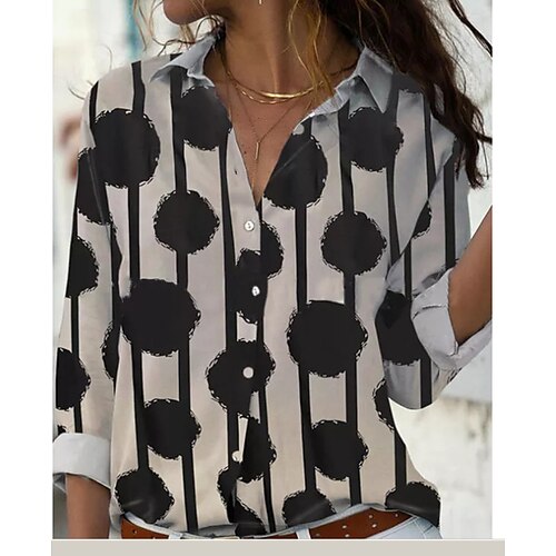 Women's Blouse Shirt Black Polka Dot Button Print Long Sleeve Casual Weekend Streetwear Shirt Collar Regular S
Women's Blouse Shirt Black Polka Dot Button Print Long Sleeve Casual Weekend Streetwear Shirt Collar Regular S
