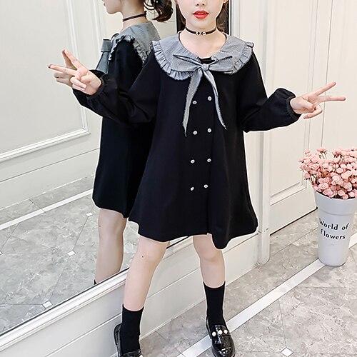 Kids Girls' Dress Solid Color Cotton Dress Above Knee Dress Wedding Puff Sleeve Cotton Long Sleeve Cute Dress 7-13 Years Fall Black / Party / Spring / Elegant
Kids Girls' Dress Solid Color Cotton Dress Above Knee Dress Wedding Puff Sleeve Cotton Long Sleeve Cute Dress 7-13 Years Fall Black / Party / Spring / Elegant