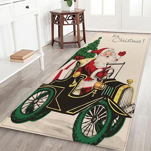 

Santa Claus Christmas Floor Mat Tree Home Decoration Flannel Printing Home Bathroom Entrance Floor Mat Doormat Foot Mat