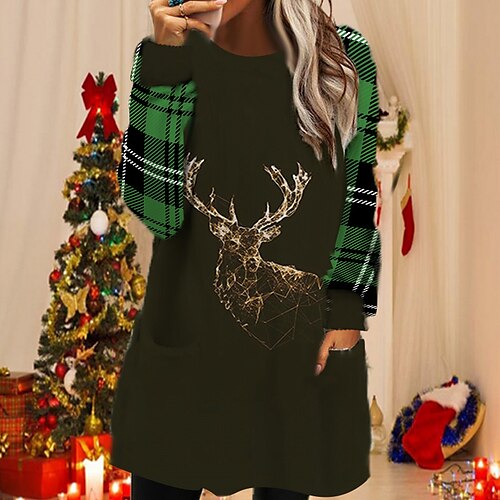 Women's Christmas Hoodie Dress Winter Dress Mini Dress Green Blue Wine Light Red Red Long Sleeve Plaid Santa Claus Elk Pocket Print Winter Fall Hooded Casual Loose Fit 2022 S M L XL XXL 3XL
Women's Christmas Hoodie Dress Winter Dress Mini Dress Green Blue Wine Light Red Red Long Sleeve Plaid Santa Claus Elk Pocket Print Winter Fall Hooded Casual Loose Fit 2022 S M L XL XXL 3XL
