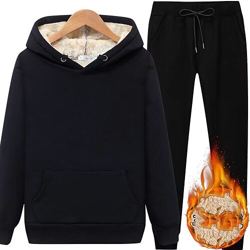 Women's Plus Size Tops Fleece Plus Size Set Plain Pocket Long Sleeve Hooded Streetwear Casual Sherpa Fleece Daily Vacation Sherpa Winter Fall Black Blue
Women's Plus Size Tops Fleece Plus Size Set Plain Pocket Long Sleeve Hooded Streetwear Casual Sherpa Fleece Daily Vacation Sherpa Winter Fall Black Blue