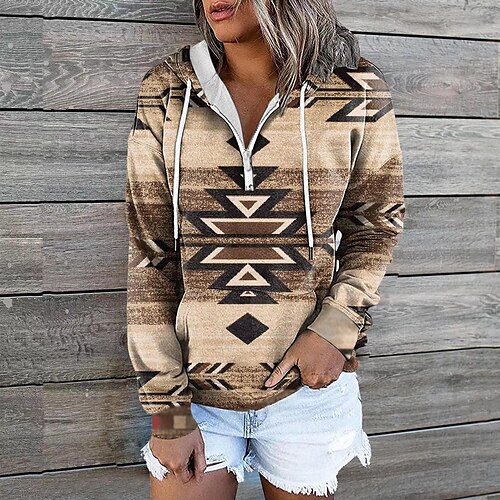 Women's Hoodie Sweatshirt Pullover Basic Ethnic Zipper Front Pocket Light Yellow Creamy-white Red-brown Geometric Tribal Street Hoodie Long Sleeve S M L XL 2XL 3XL
Women's Hoodie Sweatshirt Pullover Basic Ethnic Zipper Front Pocket Light Yellow Creamy-white Red-brown Geometric Tribal Street Hoodie Long Sleeve S M L XL 2XL 3XL