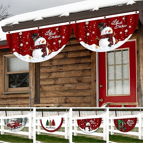 

рождественский декор для дома на открытом воздухе веерообразный флаг украшение двери с рождеством крыльцо дверь баннер подвесной орнамент рождественское украшение для дома xmas navidad с новым годом