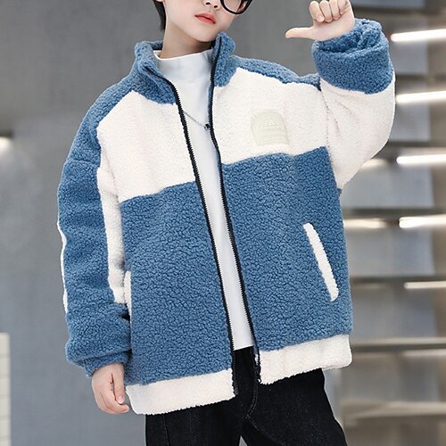 Kid Boys Fleece Jacket Winter Coat Long Sleeve Blue Black Color Block Outdoor Warm Coat 7-13 Years
Kid Boys Fleece Jacket Winter Coat Long Sleeve Blue Black Color Block Outdoor Warm Coat 7-13 Years