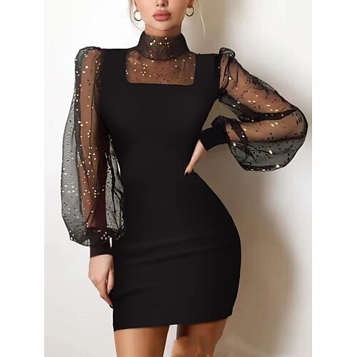 Women's Sequin Dress Holiday Dress Bodycon Black Long Sleeve Pure Color Sequins Winter Fall Autumn High Neck Party Winter Dress Fall Dress Slim 2022 S M L XL 2XL
Women's Sequin Dress Holiday Dress Bodycon Black Long Sleeve Pure Color Sequins Winter Fall Autumn High Neck Party Winter Dress Fall Dress Slim 2022 S M L XL 2XL