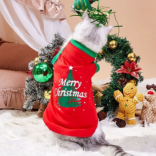 

Dog Cat Vest Christmas Tree Adorable Stylish Ordinary Casual Daily Outdoor Casual Daily Dog Clothes Puppy Clothes Dog Outfits Warm Green Red Costume for Girl and Boy Dog Cotton S M L