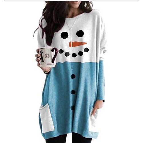 Women's Shirt Striped black striped grey Blue Snowman Pocket Print Long Sleeve Christmas Holiday Casual Round Neck Long M
Women's Shirt Striped black striped grey Blue Snowman Pocket Print Long Sleeve Christmas Holiday Casual Round Neck Long M