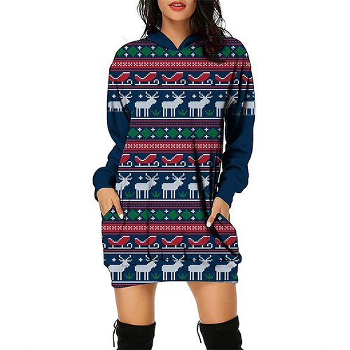 Women's Christmas Hoodie Dress Winter Dress Green Fuchsia Red Navy Blue Long Sleeve Elk Snowman Snowflake Pocket Print Winter Fall Hooded Stylish Casual Fall Dress Loose Fit 2022 S M L XL 2XL 3XL
Women's Christmas Hoodie Dress Winter Dress Green Fuchsia Red Navy Blue Long Sleeve Elk Snowman Snowflake Pocket Print Winter Fall Hooded Stylish Casual Fall Dress Loose Fit 2022 S M L XL 2XL 3XL