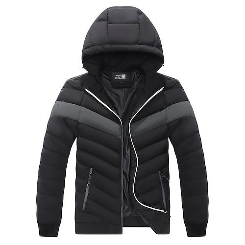 

Men's Puffer Jacket Quilted Jacket Parka Outdoor Casual / Daily Vacation Going out To-Go Color Block Outerwear Clothing Apparel Black Green Dark Blue