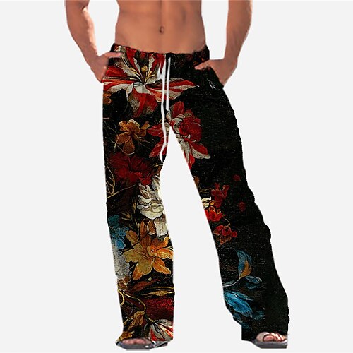 Men's Trousers Beach Pants Drawstring Elastic Waist 3D Print Graphic Prints Flower / Floral Comfort Breathable Casual Daily Holiday Streetwear Designer Black
Men's Trousers Beach Pants Drawstring Elastic Waist 3D Print Graphic Prints Flower / Floral Comfort Breathable Casual Daily Holiday Streetwear Designer Black