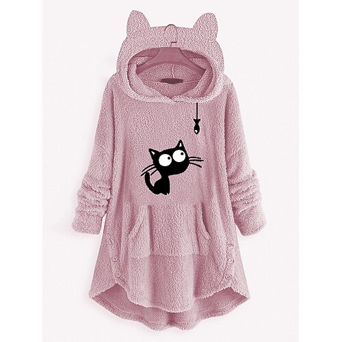 Women's Hoodie Sweatshirt Pullover Sherpa Fleece Teddy Front Pocket Pink Red Gray Cat Street Hoodie Long Sleeve Fleece S M L XL 2XL
Women's Hoodie Sweatshirt Pullover Sherpa Fleece Teddy Front Pocket Pink Red Gray Cat Street Hoodie Long Sleeve Fleece S M L XL 2XL