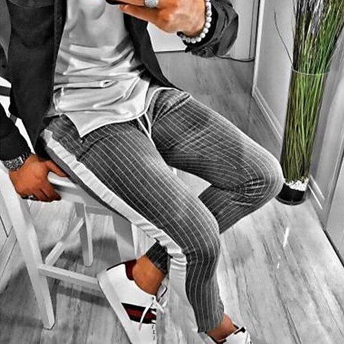 Men's Tapered pants Trousers Casual Pants Plaid Drawstring Trousers Pocket Drawstring Side Stripe Stripe Comfort Breathable Full Length Daily Going out Streetwear Stylish Casual Light Grey Dark Gray
Men's Tapered pants Trousers Casual Pants Plaid Drawstring Trousers Pocket Drawstring Side Stripe Stripe Comfort Breathable Full Length Daily Going out Streetwear Stylish Casual Light Grey Dark Gray