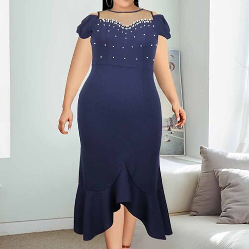 Women's Plus Size Party Dress Solid Color Crew Neck Short Sleeve Fall Winter Elegant Formal Sexy Maxi long Dress Formal Party Dress
Women's Plus Size Party Dress Solid Color Crew Neck Short Sleeve Fall Winter Elegant Formal Sexy Maxi long Dress Formal Party Dress