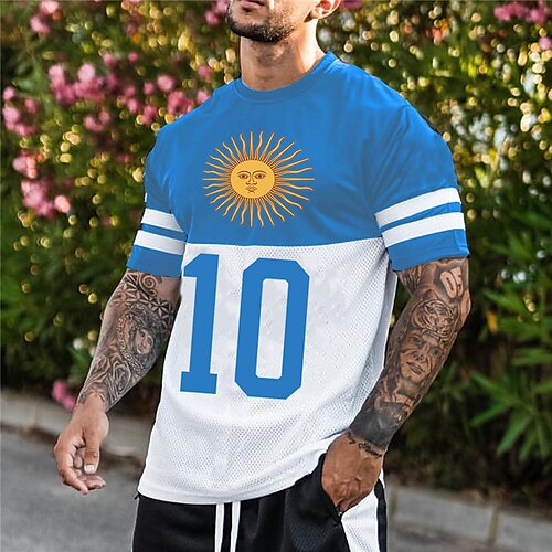 Men's T shirt Tee Color Block Graphic Prints Crew Neck Blue 3D Print World Cup Outdoor Street Short Sleeve Print Clothing Apparel Sports Designer Casual / Summer / Summer
Men's T shirt Tee Color Block Graphic Prints Crew Neck Blue 3D Print World Cup Outdoor Street Short Sleeve Print Clothing Apparel Sports Designer Casual / Summer / Summer