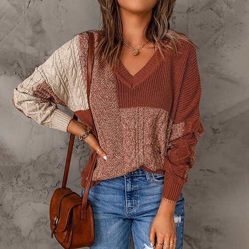 Damen Pullover Strickwaren Gehäkelt Stricken Patchwork Strick Farbblock V Ausschnitt Stilvoll Casual Täglich Festtage Winter Herbst Braun S / Langarm / Regular Fit / Ausgehen
Damen Pullover Strickwaren Gehäkelt Stricken Patchwork Strick Farbblock V Ausschnitt Stilvoll Casual Täglich Festtage Winter Herbst Braun S / Langarm / Regular Fit / Ausgehen