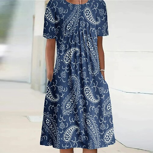 Women's Casual Dress Shift Dress Midi Dress Blue Short Sleeve Floral Pocket Print Spring Summer Crew Neck Vacation Elegant Casual 2022 S M L XL XXL 3XL
Women's Casual Dress Shift Dress Midi Dress Blue Short Sleeve Floral Pocket Print Spring Summer Crew Neck Vacation Elegant Casual 2022 S M L XL XXL 3XL