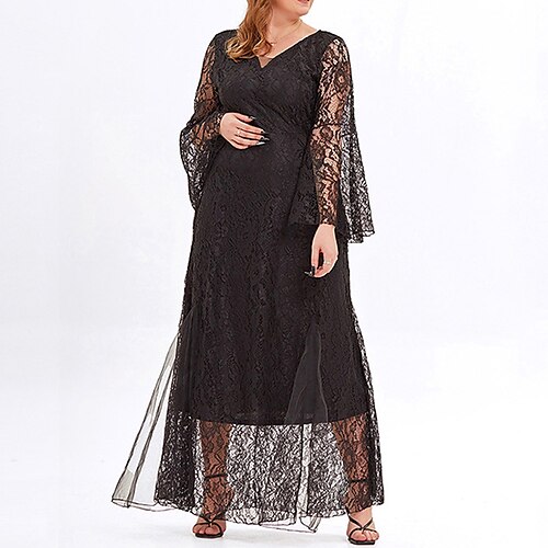 Women's Plus Size Party Dress Solid Color V Neck Long Sleeve Winter Fall Elegant Formal Sexy Maxi long Dress Formal Party Dress / Sheath Dress / Black Dress / Lace Dress
Women's Plus Size Party Dress Solid Color V Neck Long Sleeve Winter Fall Elegant Formal Sexy Maxi long Dress Formal Party Dress / Sheath Dress / Black Dress / Lace Dress