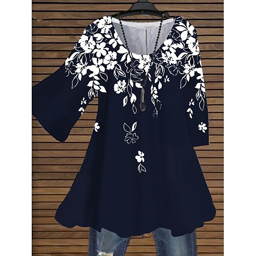 Women's Plus Size Tops Blouse Shirt Animal Floral Print 3/4 Length Sleeve Crewneck Streetwear Daily Holiday Cotton Spandex Jersey Winter Fall Navy Blue / Butterfly
Women's Plus Size Tops Blouse Shirt Animal Floral Print 3/4 Length Sleeve Crewneck Streetwear Daily Holiday Cotton Spandex Jersey Winter Fall Navy Blue / Butterfly