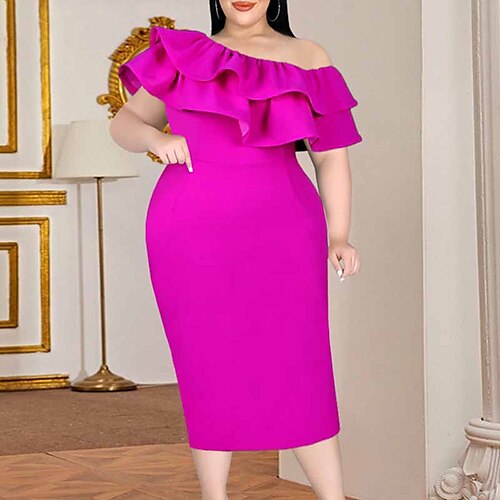 Women's Plus Size Party Dress Solid Color One Shoulder Short Sleeve Fall Winter Elegant Formal Sexy Maxi long Dress Formal Party Dress
Women's Plus Size Party Dress Solid Color One Shoulder Short Sleeve Fall Winter Elegant Formal Sexy Maxi long Dress Formal Party Dress