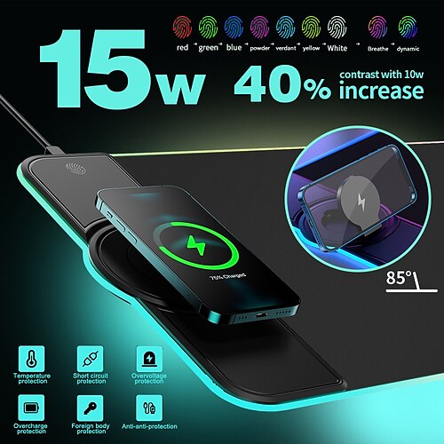 15W wireless charging RGB magnetic magsafe desktop mobile phone bracket luminous mouse pad
15W wireless charging RGB magnetic magsafe desktop mobile phone bracket luminous mouse pad