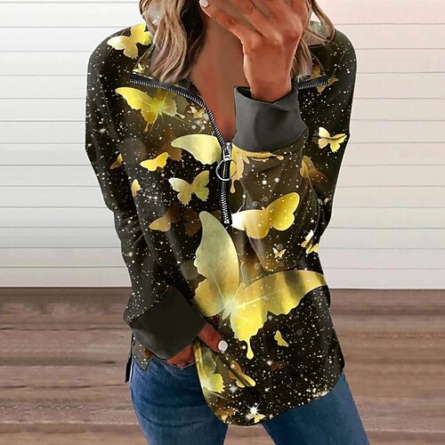 Women's Sweatshirt Pullover Active Zipper Green Purple Yellow Floral Butterfly Casual V Neck Long Sleeve S M L XL 2XL
Women's Sweatshirt Pullover Active Zipper Green Purple Yellow Floral Butterfly Casual V Neck Long Sleeve S M L XL 2XL