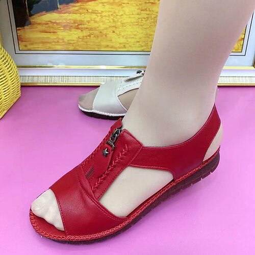 Women's Sandals Outdoor Flat Sandals Comfort Shoes Summer Flat Heel Open Toe Casual Classic Walking Shoes Leather Loafer Solid Colored Black Red
Women's Sandals Outdoor Flat Sandals Comfort Shoes Summer Flat Heel Open Toe Casual Classic Walking Shoes Leather Loafer Solid Colored Black Red