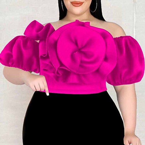 Women's Plus Size Tops Blouse Shirt Plain Ruffle Short Sleeve Off Shoulder Elegant Sexy Party Work Polyester Spring Summer Fuchsia
Women's Plus Size Tops Blouse Shirt Plain Ruffle Short Sleeve Off Shoulder Elegant Sexy Party Work Polyester Spring Summer Fuchsia