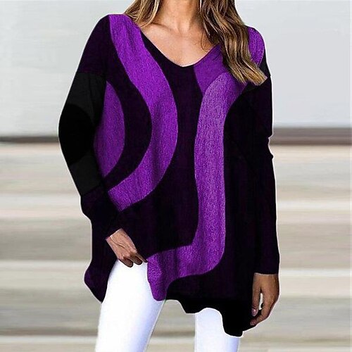 Women's Shirt Green Blue Purple Color Block Print Long Sleeve Casual Basic V Neck Regular S
Women's Shirt Green Blue Purple Color Block Print Long Sleeve Casual Basic V Neck Regular S