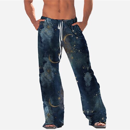 Men's Trousers Beach Pants Drawstring Elastic Waist 3D Print Star Moon Graphic Prints Comfort Breathable Casual Daily Holiday Streetwear Designer Navy Blue
Men's Trousers Beach Pants Drawstring Elastic Waist 3D Print Star Moon Graphic Prints Comfort Breathable Casual Daily Holiday Streetwear Designer Navy Blue