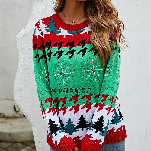 Women's Ugly Christmas Sweater Pullover Sweater Jumper Ribbed Knit Knitted Christmas Tree Crew Neck Stylish Casual Outdoor Christmas Winter Fall Green S M L / Long Sleeve / Weekend / Holiday
Women's Ugly Christmas Sweater Pullover Sweater Jumper Ribbed Knit Knitted Christmas Tree Crew Neck Stylish Casual Outdoor Christmas Winter Fall Green S M L / Long Sleeve / Weekend / Holiday