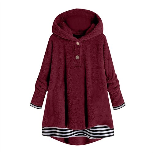 Women's Plus Size Tops Hoodie Sweatshirt Striped Button Long Sleeve Hooded Casual Daily Vacation Polyester Winter Fall Pink Wine
Women's Plus Size Tops Hoodie Sweatshirt Striped Button Long Sleeve Hooded Casual Daily Vacation Polyester Winter Fall Pink Wine