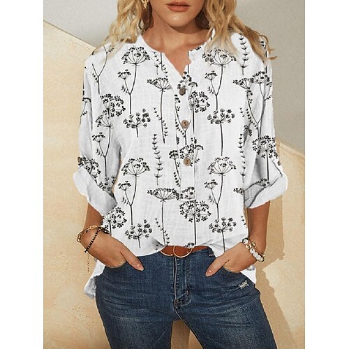 Women's Blouse Shirt White Floral Button Print Long Sleeve Casual Holiday Basic V Neck Regular Floral S
Women's Blouse Shirt White Floral Button Print Long Sleeve Casual Holiday Basic V Neck Regular Floral S