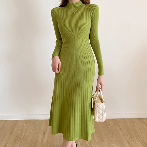 Women's Sweater Dress Winter Dress Sheath Dress Midi Dress Green Black Beige Long Sleeve Pure Color Knit Winter Fall Stand Collar Stylish Elegant 2022 One-Size
Women's Sweater Dress Winter Dress Sheath Dress Midi Dress Green Black Beige Long Sleeve Pure Color Knit Winter Fall Stand Collar Stylish Elegant 2022 One-Size