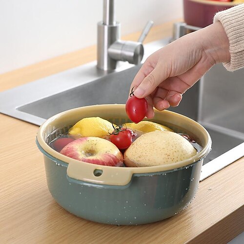 Round Drain Basket Plastic Kitchen Fruit And Vegetable Storage Basket Double Drain Wash Basin Lazy Fruit Plate Storage Basket
Round Drain Basket Plastic Kitchen Fruit And Vegetable Storage Basket Double Drain Wash Basin Lazy Fruit Plate Storage Basket